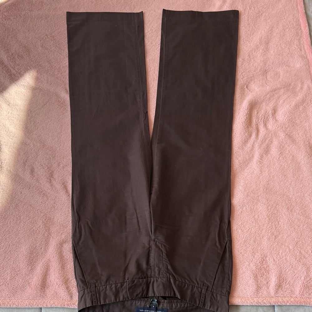 French Connection Dark Brown Cotton Pants - Wide leg fitted on top